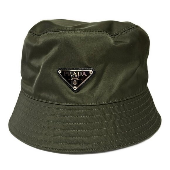 Auth PRADA Bucket Hat 2HC137 Khaki Recycled Polyamide - Hat - Picture 1 of 6